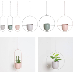 Modern <b>White</b> Ribbed Hanging <b>Planter</b> Self-Watering Plastic Flower Pot With Drainage And Metal Chain For Indoor Outdoor Home Decor - Product Image 2