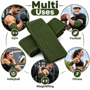 Enveloppement de compression vert pour le coude, pour la musculation, 80x8cm, bandage élastique réglable, écologique, multi-usages - Product Image 4
