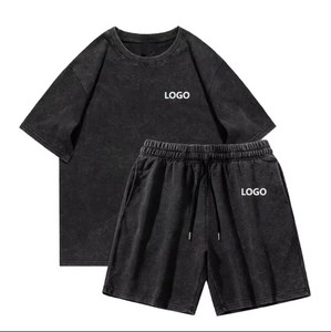 <b>Men's</b> Casual Solid Color Cotton T-Shirt <b>Set</b> Crew Neck Knitted Breathable Summer Outfit <b>Short</b> Sleeve <b>Tops</b> <b>and</b> <b>Shorts</b> Matching <b>Set</b> - Product Image 2