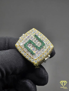 Luxury Number 2 Moissanite Diamond <b>Ring</b> Gold Plated Hip Hop <b>Statement</b> Jewelry For Men And Women - Product Image 2