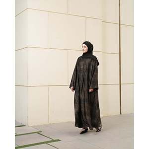 Abaya Mayka <b>Women's</b> Modest Chiffon Loose <b>Long</b> Woven Print Mandarin Collar <b>Blouse</b> Shirt - Product Image 6