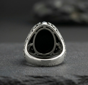 Anillo de Plata de Ley 925 con Ónix Negro Ovalado de 12x16mm para Hombre, Estilo Vintage con Engaste de Bisel, para Uso Diario - Product Image 3