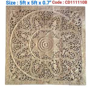 Paneles Decorativos de Madera de Teca Grabados, Cuadrados, de 1.5 m, para Colgar en la Pared, 100% Hechos a Mano, de Alta Resistencia, Ecológicos, Decoración Clásica para el Hogar TH - Product Image 2