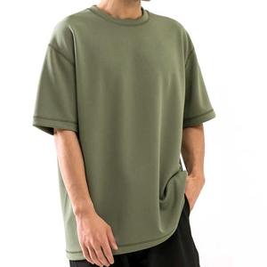 T-shirt en coton violet uni surdimensionné pour homme, col rond, manches courtes, tricot jersey décontracté, coupe classique, très demandé - Product Image 3