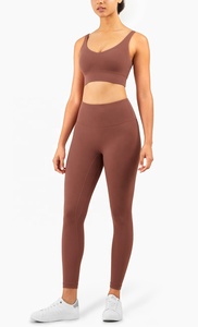 Leggings de gymnastique et soutien-gorge de sport de couleur unie pour femmes, collants de poche en tissu de haute qualité à séchage rapide, vente en gros - Product Image 3