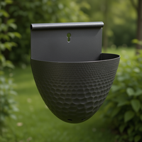 Pot de fleurs mural en métal, demi-rond en fer martelé, 18 cm, fixation par trou de serrure, noir oxydé, pour jardin