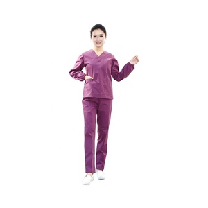 Ensemble de blouses médicales bleues pour femmes, manches longues, coton et polyester tissé, uniformes d'hôpital - Product Image 4