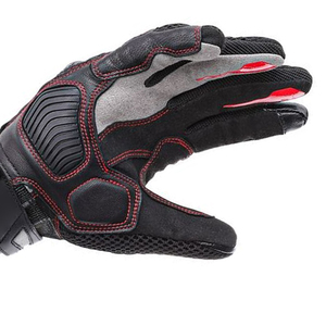 Guantes de Motociclismo de Cuero Genuino Negro y Rojo, con Malla, Protección Completa en los Nudillos, Palma Acolchada, Resistentes al Viento y Muñequera Ajustable - Product Image 3