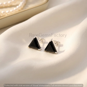 Pendientes Triangulares de Ónix Negro Natural de Lujo, Plata de Ley 925, Joyería Fina Geométrica, Fabricante Mayorista - Product Image 3