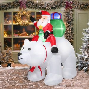 Decorazione Natalizia da Giardino Gonfiabile con Babbo Natale su Orso Polare, 15W, 7 Luci LED, 1,8m - Product Image 1