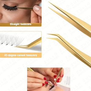 3PCS Stainless Steel Eyelash Tweezers Set with Mirror for Classic Volume <b>Lash</b> Extensions Precision Beauty Tool <b>Kit</b> - Product Image 5