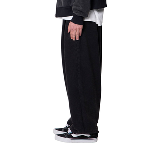 Pantalon en molleton extra large pour homme, coupe large, taille à cordon, ourlet ouvert, style streetwear uni, fournisseurs d'usines de vêtements OEM - Product Image 5