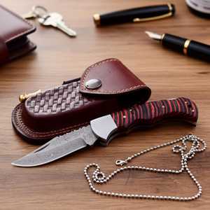 Couteau pliant à pointe droite en acier Damas cuivré forgé à la main, OEM ODM disponible, couteau de poche EDC de survie, vente en gros, faibles MOQ - Product Image 4