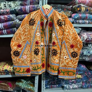 Indian Handmade Suzani Cotton Jacket Hand Embroidered Short Jacket Unisex Coat Handmade Suzani Short Jacket - Product Image 5
