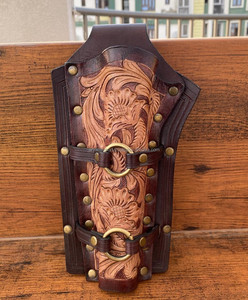 Vintage Stijl Western Handgemaakte Bewerkte Runderleer Rechtshandige <span class=keywords><strong>Cowboy</strong></span> <span class=keywords><strong>Holster</strong></span> Echt Lederen Verborgen Riem Lus <span class=keywords><strong>Holster</strong></span> - Product Image 2
