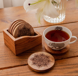Posavasos de madera de nuevo diseño, forma redonda, posavasos de madera natural hecho a mano al precio más bajo - Product Image 1