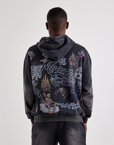 เสื้อฮู้ดสตรีทแวร์ พิมพ์ลายสกรีน ประดับเพชรเทียม ผ้าเฟรนช์เทอร์รี่ ดีไซน์เนอร์ ซิปฮู้ดดี้ โอเวอร์ไซส์ ซิปหน้า - Product Image 4