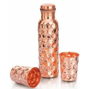 100% Pure <b>Copper</b> <b>Water</b> <b>Bottle</b> With 2 Tumbler Glasses Ayurvedic Health Benefits For Digestion & Immunity Leak-Proof Eco-Friendly - Product Image 6