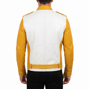 Chaqueta de Cuero para Motociclista para Hombre, Chaqueta de Cuero con Cuello Alto y Cinturón en la Cintura, Manga Larga, para Motociclismo al Aire Libre - Product Image 2