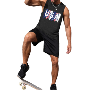 100% poliéster personalizado liso peso pesado transpirable camiseta sin mangas de lujo personalizado estampado antiarrugas logo cuello redondo en blanco Top Oversize hombres - Product Image 1