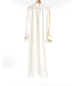 Abaya Musulmana de Seda Transpirable Antiestática Hecha a Medida al por Mayor para Mujer, Vestido Casual Elegante y Modesto de Invierno, Largo hasta el Suelo, Estilo Sweetheart - Product Image 1