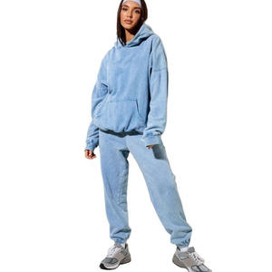 Conjunto Deportivo de Dos Piezas para Mujer, Sudadera y Pantalones Deportivos con Lavado Ácido, Estilo Vintage - Product Image 1