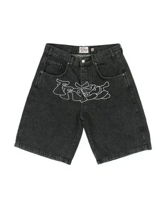 Shorts pour hommes en coton de haute qualité, sur mesure, délavés au soleil, avec motif uni en strass, décontractés, en vente - Product Image 1