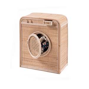 Lave-linge miniature pour enfants, jouet interactif fait main en rotin, machine à laver pour enfants - Product Image 1