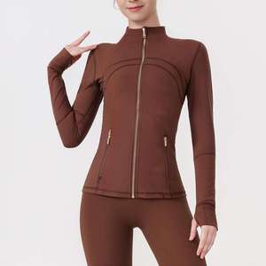 USA Overseas Warehouse Plus Size Slim Fit <b>Yoga</b> <b>Jacket</b> Women Ribbed Breathable Eco-Friendly Shaping Stand Collar Fitness Sports - Product Image 5