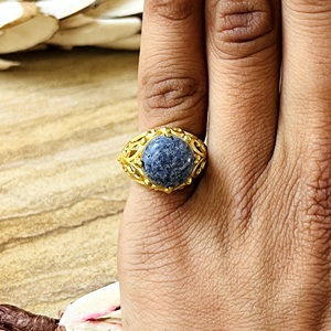 Unique Design Boho Lapis <b>Ring</b> Ethnic Brass <b>Ring</b> Women 18k Gold Plated Vintage Filigree Jewelry <b>Dainty</b> Cocktail Wholesale/OEM/ODM - Product Image 6
