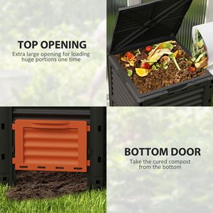 Composteur de jardin de 80 gallons, grand composteur extérieur avec aération rapide, forme de feuille orange, 500L, matériau PP pour l'agriculture - Product Image 4