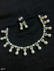 Classic American Ethnic Diamond Bridal Jewelry <b>Set</b> Two-Piece <b>Necklace</b> <b>and</b> <b>Earrings</b> for Wedding <b>and</b> Party in Classic Style - Product Image 2