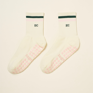 <b>Custom</b> Logo Non Slip Yoga <b>Socks</b> Ankle Length Cotton Knit Anti Slip Indoor Workout With Pink <b>Grip</b> Dots - Product Image 1