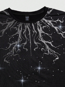 T-shirt Homme Premium 100% Coton Style Urbain Manches Courtes avec Strass, Design Scintillant Personnalisé, Tissu Toile Respirant - Product Image 6