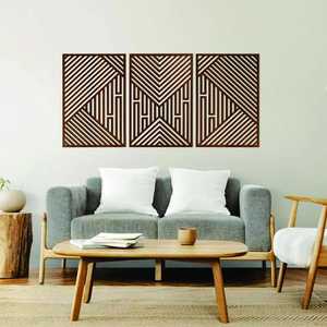 Panneau mural en bois géométrique moderne, décoration murale en bois artisanale pour salon, chambre et décoration intérieure - Product Image 2