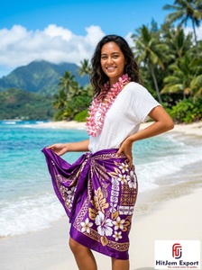 Paréo Sarong Hawaïen Personnalisé en Satin à Pois Tissé, Motif Floral Tropical, Léger, pour la Plage, Fabrication OEM ODM - Product Image 4