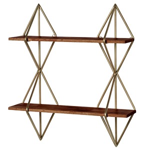 Aqdus Saleem Traditional Sheesham Wood with Brass Inlay Wall & Floating <b>Shelves</b> Storage Function for Living Room - Product Image 4