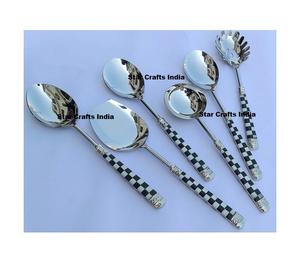 Ensaladera Multifuncional de Acero Inoxidable con Diseño Vintage en Blanco y Negro, Apta para Lavavajillas, Ecológica y Chapada en Oro, para Bodas - Product Image 1