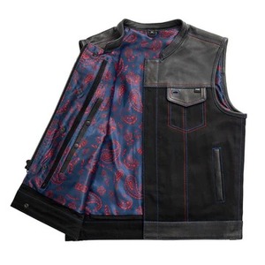 Chaleco de Motociclista de Cuero y Mezclilla Estilo Club de Caza para Hombre, con Espacio Oculto para Portar Armas - Product Image 3