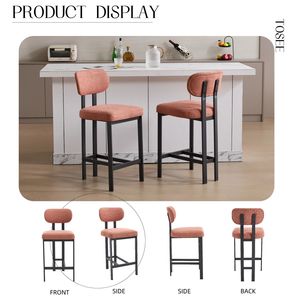 Set di 2 Sgabelli da Bar Moderni Imbottiti in Tessuto, Altezza 26 Pollici, Sedie per Isola Cucina con Gambe in Metallo Nero - Product Image 5