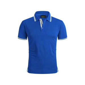 Polo homme bleu à manches courtes, couleur unie, tissu Oxford, décontracté, respirant, coupe classique - Product Image 1