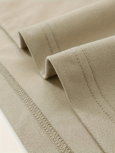 Custom Beige Polyester Polo Shirt Short Sleeve Solid Color Contrast Trim Embroidered Logo Adult All Seasons Promotional Wear - Product Image 4