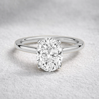 Bague de fiançailles minimaliste en or jaune massif 14 carats pour femme, avec diamant solitaire ovale de 2 carats, certifié IGI, cultivé en laboratoire, fantaisie légère