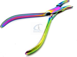 Pince orthodontique à revêtement arc-en-ciel, instrument de pliage de fil de type bec d'oiseau, outil chirurgical manuel certifié CE Classe I - Product Image 4