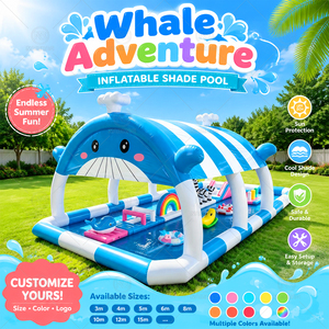 Piscina Inflable Redonda Comercial con Toldo de Protección Solar, Piscina de Agua Circular y Rectangular Portátil para Niños y Eventos - Product Image 2