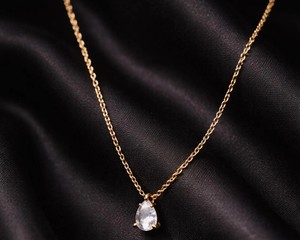 Platinum Bezel Setting Clear Quartz Teardrop Necklace Natural <b>Crystal</b> Pendant Minimalist <b>Healing</b> Gemstone Engagement Wedding - Product Image 1