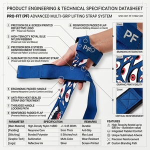 Sangles de musculation en nylon de qualité supérieure, vente en gros, avec poignée rembourrée, coutures renforcées et design sublimé personnalisé - Product Image 2