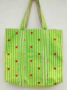 Sac fourre-tout en coton rayé tendance avec deux poignées, patchwork floral, léger, pour les voyages quotidiens - Product Image 3