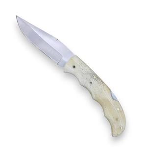 Cuchillo Plegable de Acero Inoxidable con Bloqueo Trasero, Mango de Hueso, Funda para Transporte Vertical, Cuchillo EDC de Bolsillo para Caza y Camping, Personalizado OEM - Product Image 1