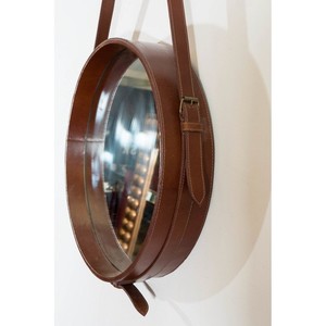 Black Faux Leather Wood-Look Contemporary Wall <b>Mirror</b> 36x24 Inch Eco-friendly MDF Decorative <b>Mirror</b> for Bedroom Living Room - Product Image 2